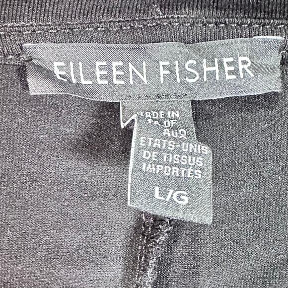 Eileen Fisher Stretch Tunic Top Women Large Black 3/4 Sleeve Oversized Knit Chic - Picture 3 of 11
